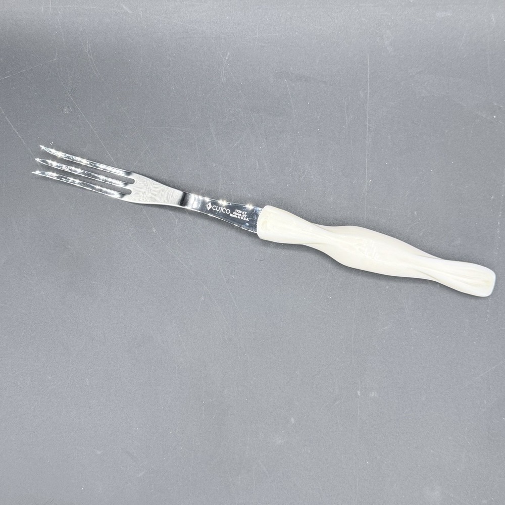 CUTCO 1726 Turning Fork White Pearl Handle 11" 3-Tine Meat Serving USA Made